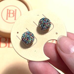 hillberg and berk 10mm sparkle ball earrings in carnival lights